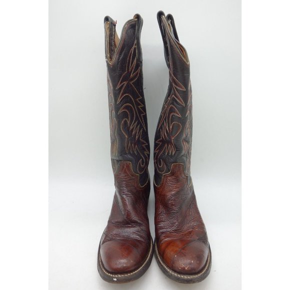 Renegade Brown Eel Skin Leather Cowboy Western Boots Shoes Women's 6 B - Picture 2 of 9